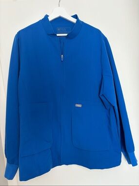 NEW Figs Sebina Scrub Jacket Full Zip Royal Blue Size XXL